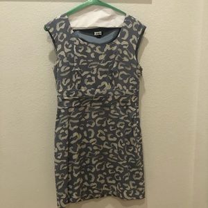 Blue Cheetah Print Formal Midi Dress